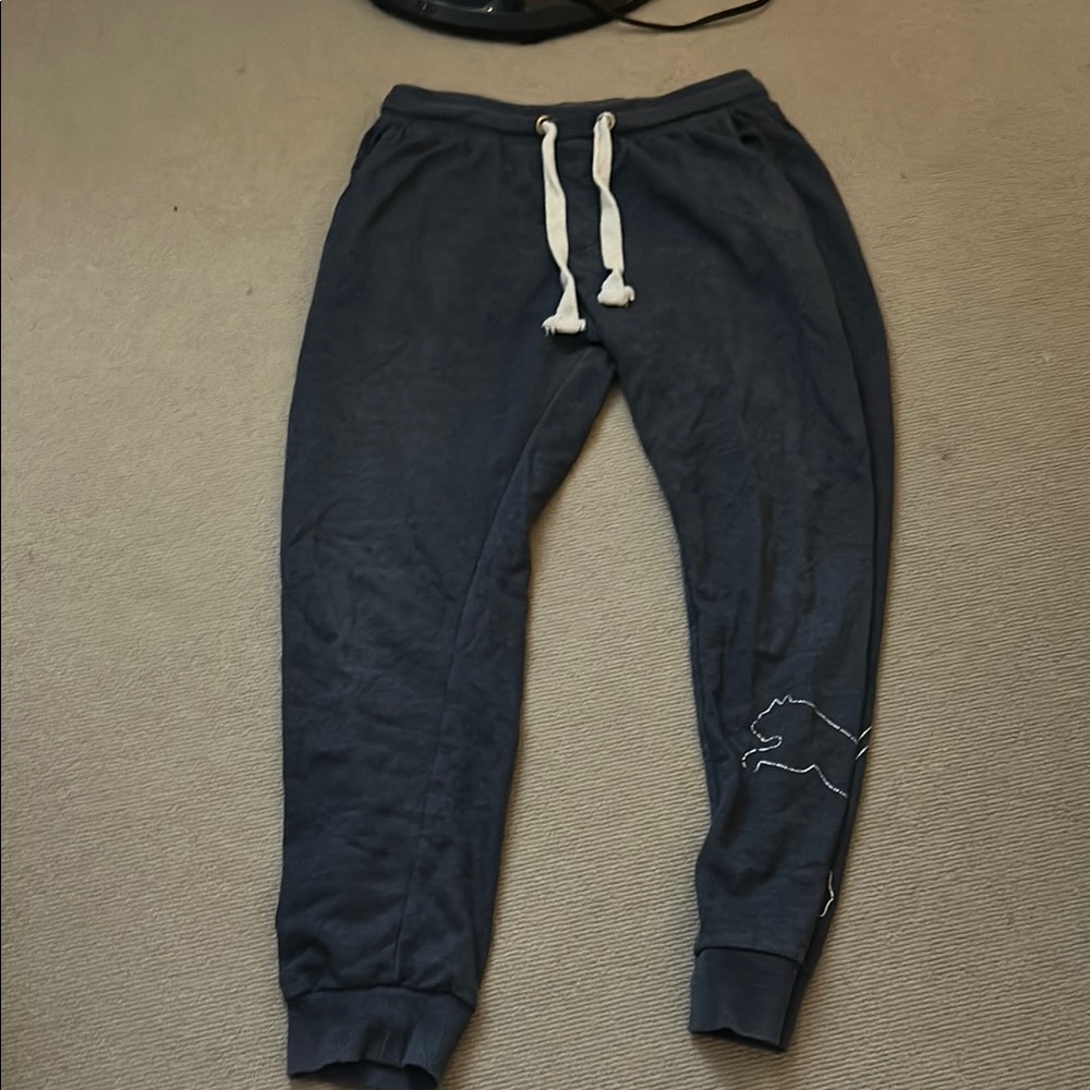 Puma Black Sweatpants with Elastic Cuffs and Drawstring Waistband